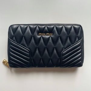 Miu Miu Large Black Napa Leather Wallet